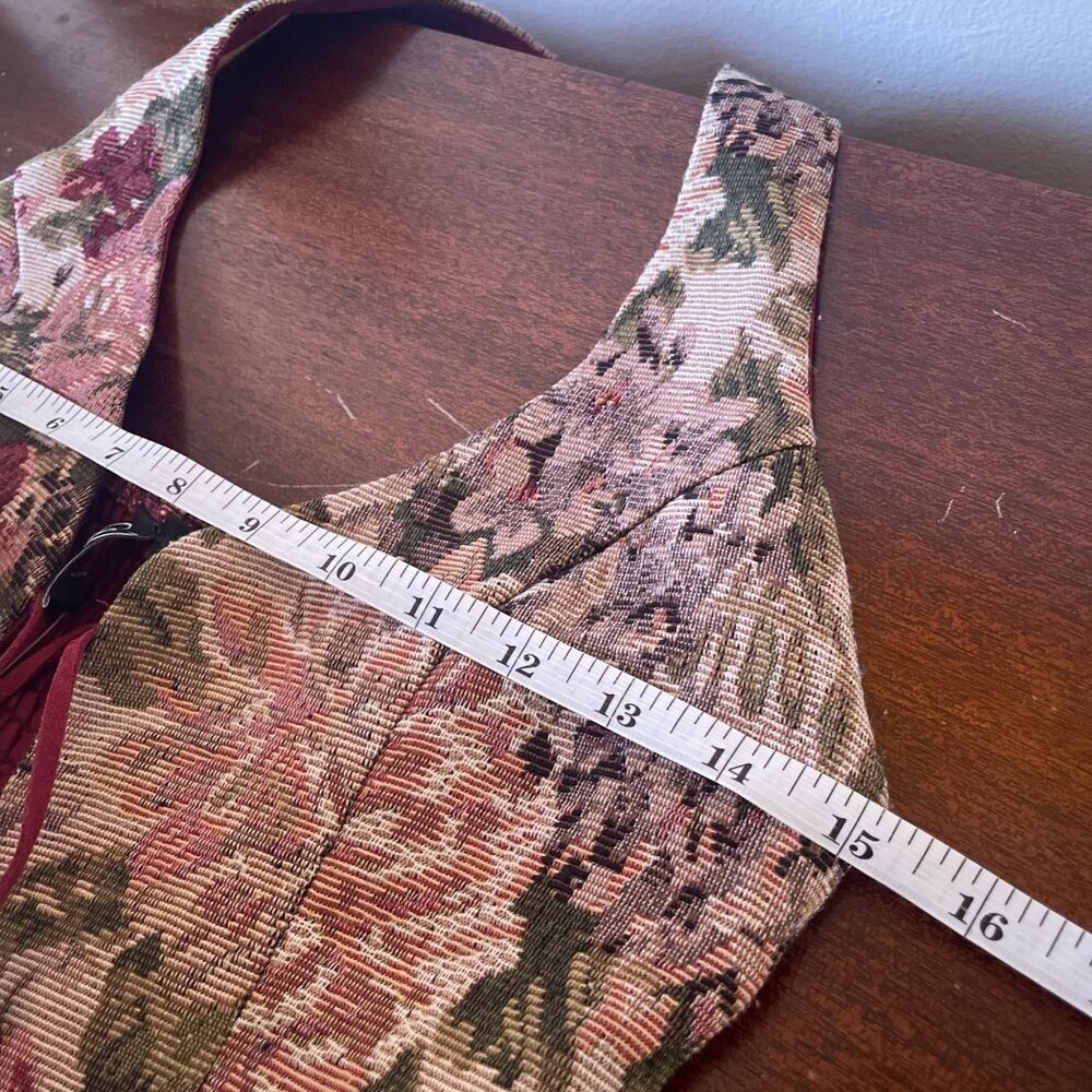 NEW Windsor Adore You Floral Tapestry Lace Up Vest XS Fairy Ren Faire Medieval - Picture 9 of 10
